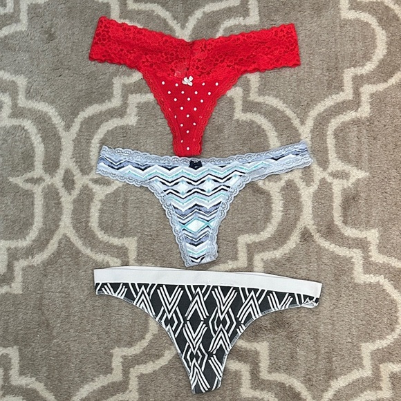 Aerie & La Senza Red, Blue, and Black Lace Thong Panties Set - Picture 1 of 5